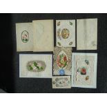 A Victorian paper lace Valentine by Kershaw, 17.5 x 11cm, (envelope badly damaged), another with sea