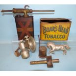 A Powell & Hanmer "Panther" carbide bicycle lamp, a Redex oil dispenser and other items, (all a/f).