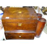 A walnut writing box, 30cm wide, one other, a black lacquered papier-mâché pencil box with gilt