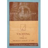 A London 1948 Olympics yachting programme, Torquay Thurs. August 12th, Talbot-Booth Yachts, Yachting