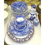 A Copeland Spode 'Italian' blue and white bowl, 24cm diameter, four similar plates, 26cm diameter,