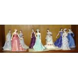 A collection of nine Royal Worcester figurines: 'With All My Heart' (with certificate of