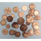 A Victorian Gothic florin, worn, with other British coinage, including pre-1947 silver.