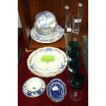 Thirteen pieces of Grainger Lee & Co. blue dragon tea ware, a Worcester crescent-mark blue and white