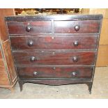 A Georgian mahogany chest of five drawers, on bracket feet, 103cm wide, 104cm high.