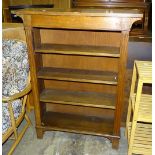 A set of oak freestanding open bookshelves, 91cm wide, 117cm high, 28cm deep, a smaller set of