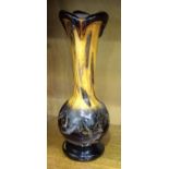 Bernard Aconito, a studio glass vase of multi-coloured decoration, signed to base, 26cm high, with