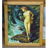 20th century, 'Naked female figure', indistinctly-signed oil on canvas, 60.5 x 50.5cm, another '