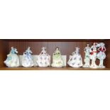 A collection of five Royal Worcester figurines: 'Sweet Daffodil', 'Sweet Forget-me-not', 'Sweet