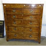 A Georgian mahogany chest of two short and four long drawers, on bracket feet, 120cm wide, 132cm