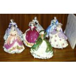 A collection of seven Coalport 'Fairest Flowers' figurines: 'Holly', 'Violet', 'May', 'Poppy', '