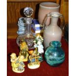 Two Hummel figures: 'Happy Days' and 'Signs of Spring', various Wedgwood jasperware pin trays, a