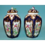 A pair of late-19th/early-20th century Samson lidded vases of hexagonal form, decorated with