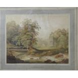 Style of Thomas Gainsborough LLAN EGWERST ABBEY Watercolour bearing name T Gainsborough RA to mount,