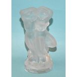 A Lalique frosted glass 'Faune' figural group of two nude figures seated upon a fruiting vine