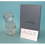A Lalique frosted glass 'Faune' figural group of two nude figures seated upon a fruiting vine