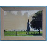 FIGURES ON PLYMOUTH HOE WITH DRAKE MEMORIAL Unsigned watercolour, 37 x 53cm and one other, (2).