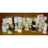 Eight Beswick Beatrix Potter figures, all BP3: Aunt Pettitoes, Sally Henny Penny, Pigling Bland,