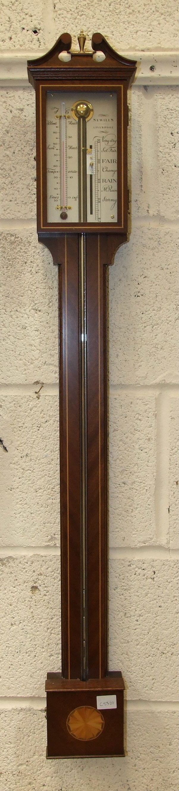 A modern stick barometer by Sewills, Liverpool, 96cm. - Image 2 of 2