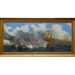 20th Century, Sea Battle between the English and the French Fleets, showing HMS Sandwich, oil on