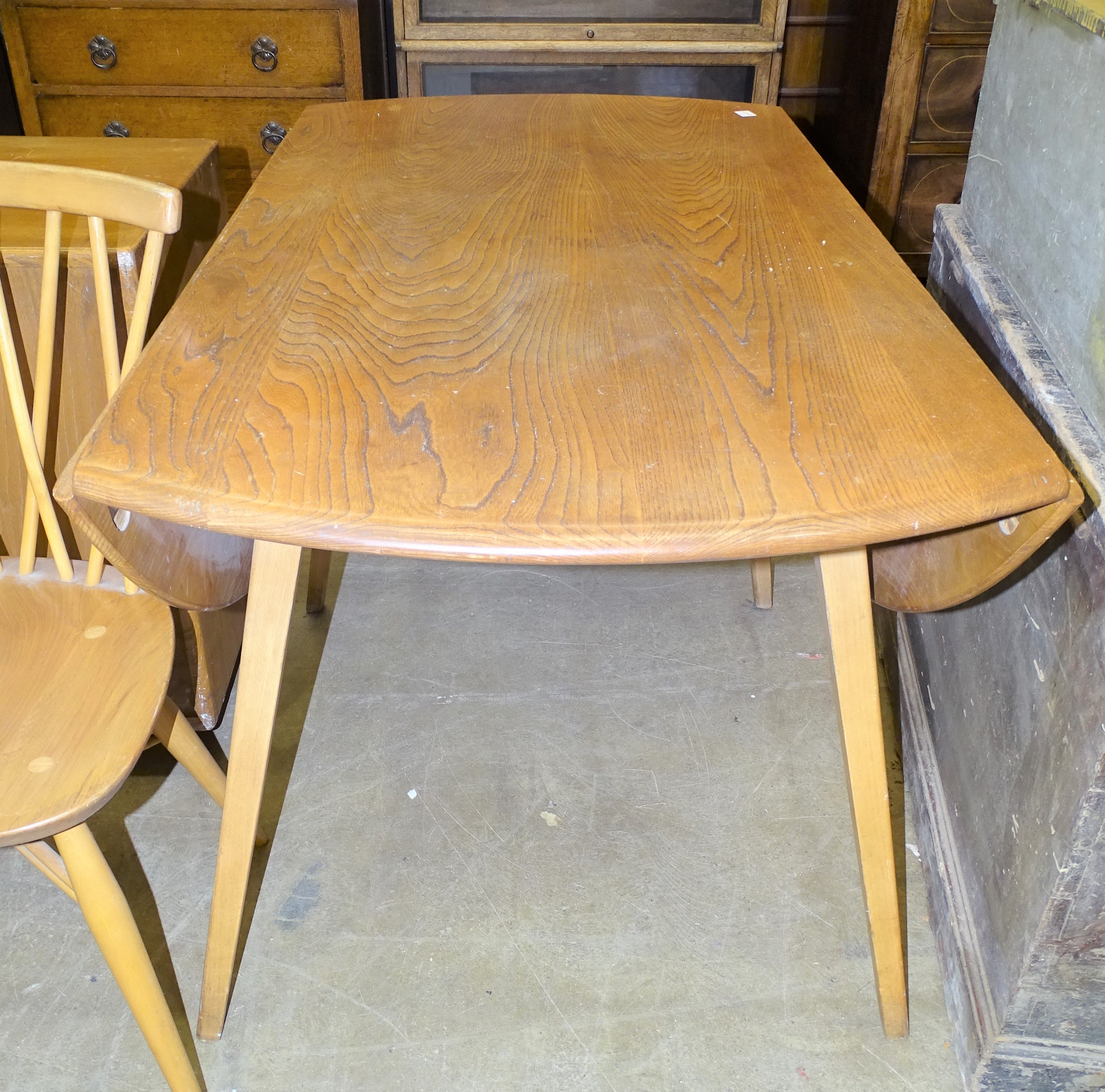 A set of four Ercol 376 candlestick lattice dining chairs together with a low sideboard fitted - Image 2 of 5
