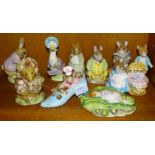 Ten Beswick Beatrix Potter figures, all BP3: Jemima Puddleduck, Chippy Hackee, Samuel Whiskers,