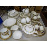 Twenty-one pieces of Royal Doulton gilt and blue decorated tea-ware, pattern BB3450A and forty-