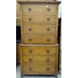 A mid-20th century oak chest of four short drawers above three longer drawers, 79cm wide, 149cm