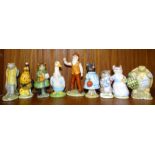 Eight Beatrix Potter figures, all BP3: Simpkin, Sally Henny Penny, Sir Isaac Newton, Tabitha