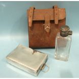 An A & N.C.S. Ltd plated sandwich box and glass flask with plated screw hinged lid, contained in a