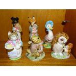 Six Beswick Beatrix Potter figures, all gold oval backstamp: Pickles, Foxy Whiskered Gentleman,