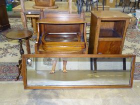 A mahogany pot cupboard, a 19th century commode, a folding table-top mirror and other items.