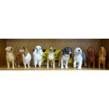 Seven Beswick dogs: Cocker Spaniel, brown gloss (2), Rough Collie, Old English Sheep Dog -