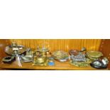 A collection of approximately 30 various embossed brass, Bakelite and other metal ashtrays,