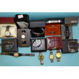 Accurist, two diver's-style gent's wrist watches, a gent's Pilot Incabloc wrist watch and ten