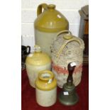 A stoneware flagon with honey-glazed top, impressed Polkinghorne & Co, Brewers, Plymouth, 26cm high,