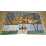 Two Egyptian scenic wool rugs, 172 x 100cm, (2).