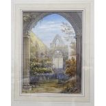 E Salter?, 'Ruin Cathedral Arch', a signed watercolour, 34.5 x 25cm, Sydney Bourne 'Bolton Abbey',