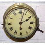 A Smiths Astral brass ship's bulkhead clock, with 15cm dial.