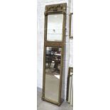 A 19th century gilt frame narrow mirror, having two plates, 180 x 38.5cm.