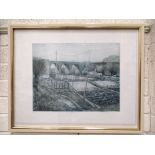 After Michael Chaplin RE, Viaduct, a limited edition signed coloured etching, 56.5 x 75cm, 43/200