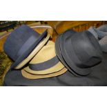 Six mid-20th century gentleman's felt hats by Borsalino, Dobbs, Stetson Royal and others, various