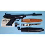 A BSA Scorpion .177 air pistol, a William Rodgers 'I Cut My Way' Bowie-style knife in sheath and a