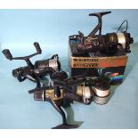 A Shimano Triton Plus BTR 4500 fixed-spool reel, in box, a Shimano 6010 with spare spool and a