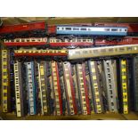 OO gauge, twenty unboxed coaches, mainly by Triang.