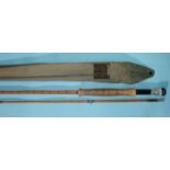 A Hardy's "The Perfection" 9ft 6'' 2-piece split-cane fly rod with alloy fittings, spiral twist