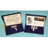 The Danbury Mint, a silver ingot 'In Commemoration of the State Visit of Queen Elizabeth II to the