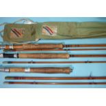 A Pezon Et Michel Parabolic Sawyer Stillwater 2-piece 2.9m split-cane fly rod, a similar rod and