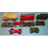 Dinky, 232 Alfa-Romeo, four army issues and four other Dinky diecasts, (9).