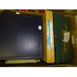 A box containing albums of stamps and covers, with mint Great British decimal stamps, also British